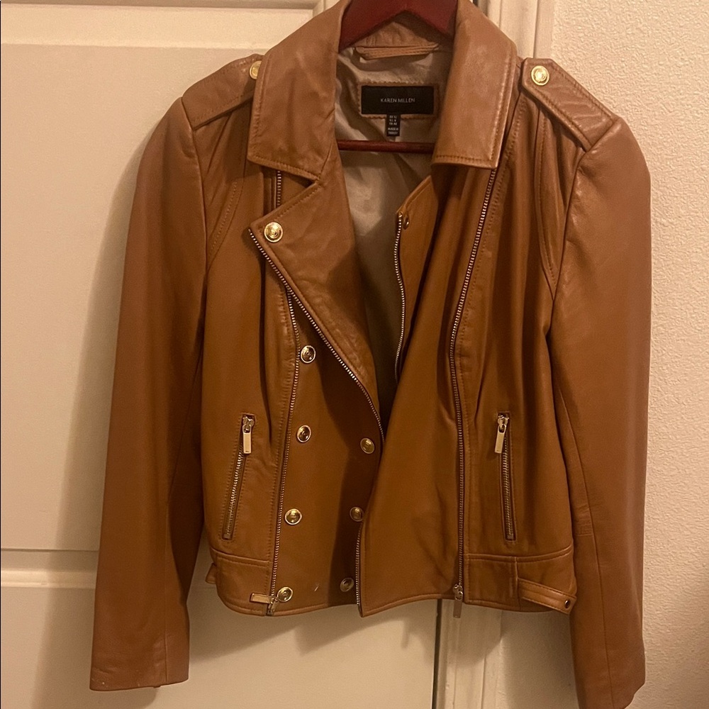 🖤 Karen Millen Lamb Nappa Leather Moto Jacket – US 8 – Buttery Soft